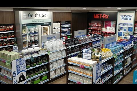 The sports nutrition floor in the basement